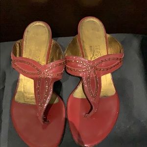 Ferragamo Red Studded Sandals